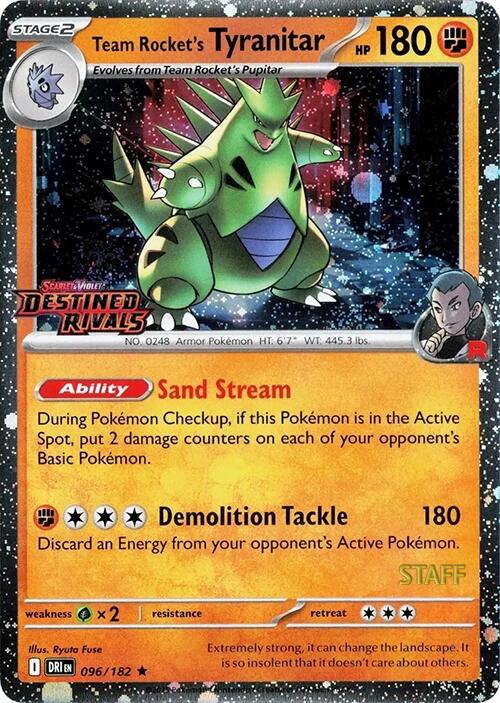 Team Rocket's Tyranitar (096/182) (Prerelease Staff) [Scarlet & Violet: Destined Rivals] | Chromatic Games