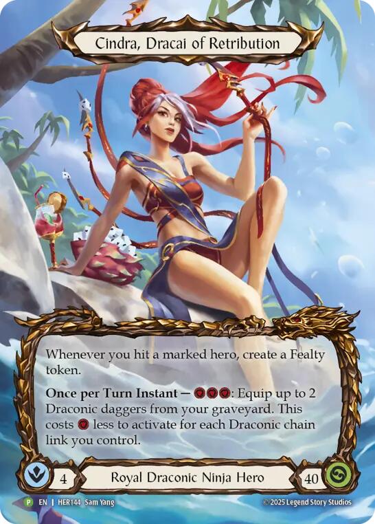 Cindra, Dracai of Retribution [HER144] (Promo)  Rainbow Foil | Chromatic Games