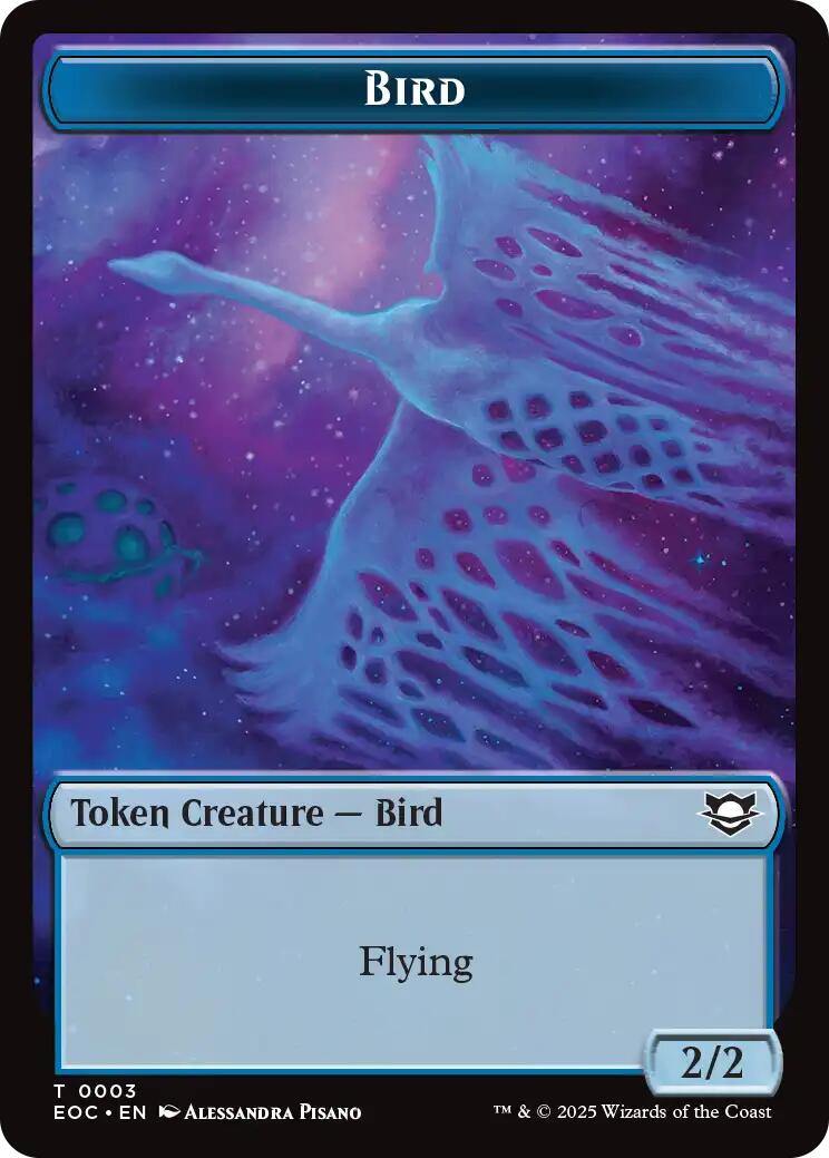 Bird // Golem (0012) Double-Sided Token [Edge of Eternities Commander Tokens] | Chromatic Games