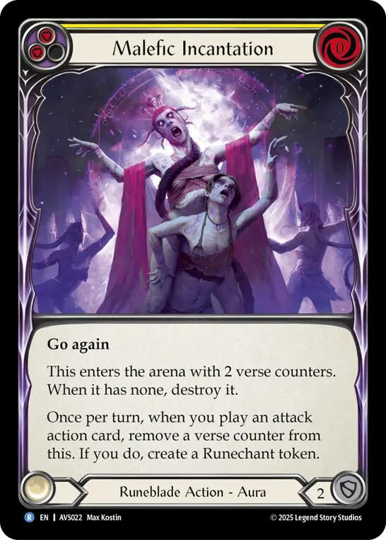 Malefic Incantation (Yellow) [AVS022] (Armory Deck: Legends Viserai) | Chromatic Games