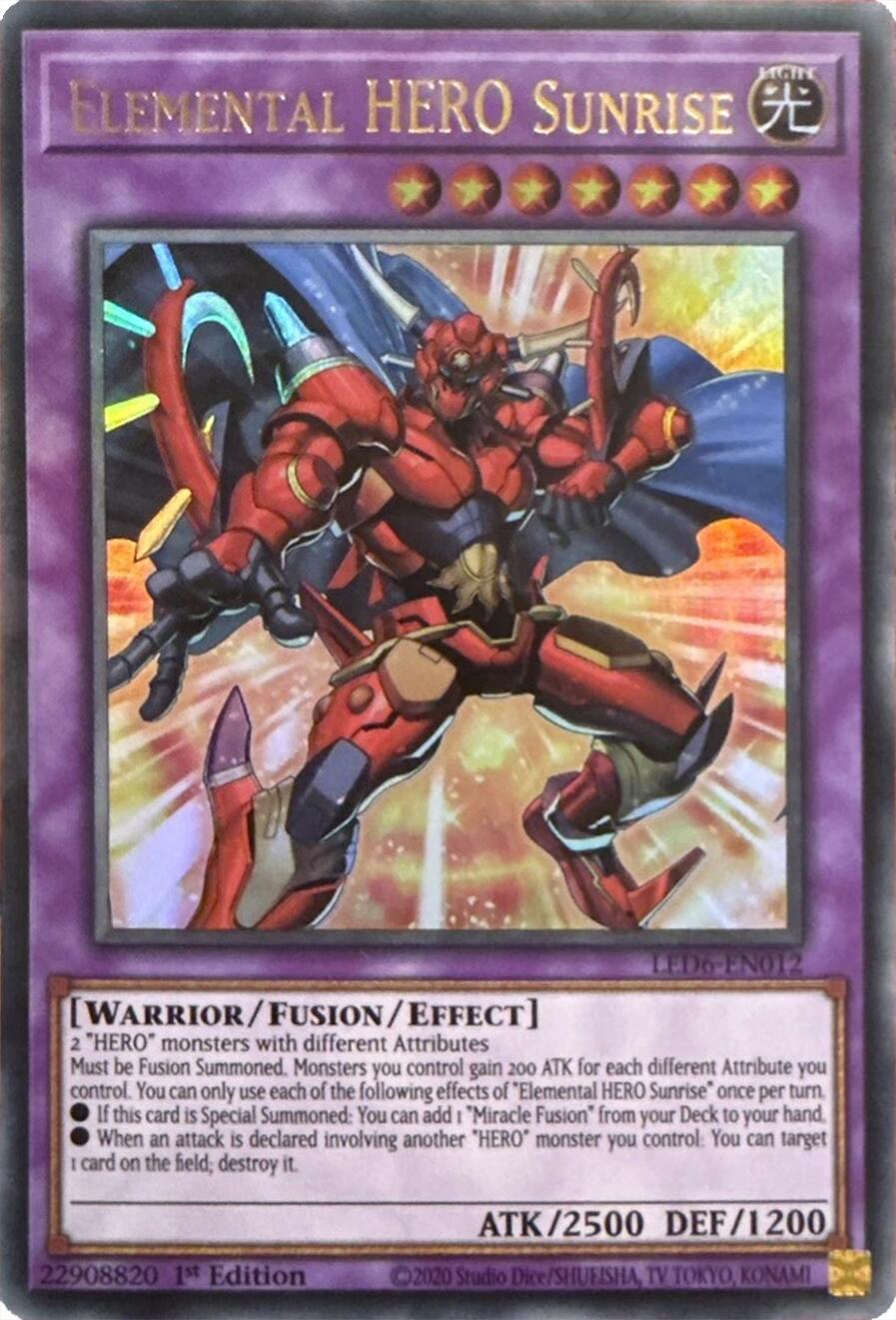 Elemental HERO Sunrise (2020 Date Reprint) [LED6-EN012] Ultra Rare | Chromatic Games