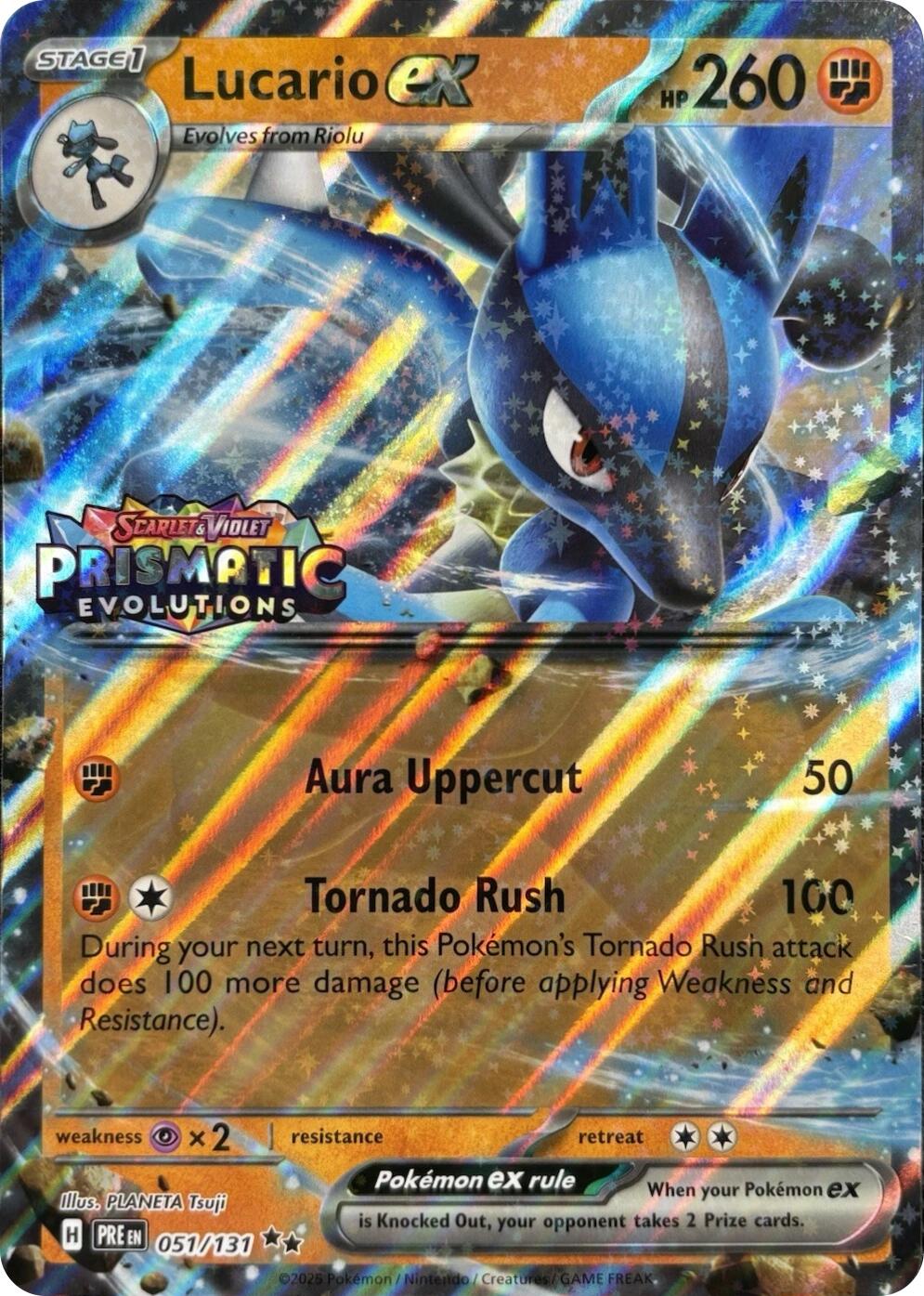 Lucario ex (051/131) (Prismatic Evolutions Stamp) [Miscellaneous Cards] | Chromatic Games