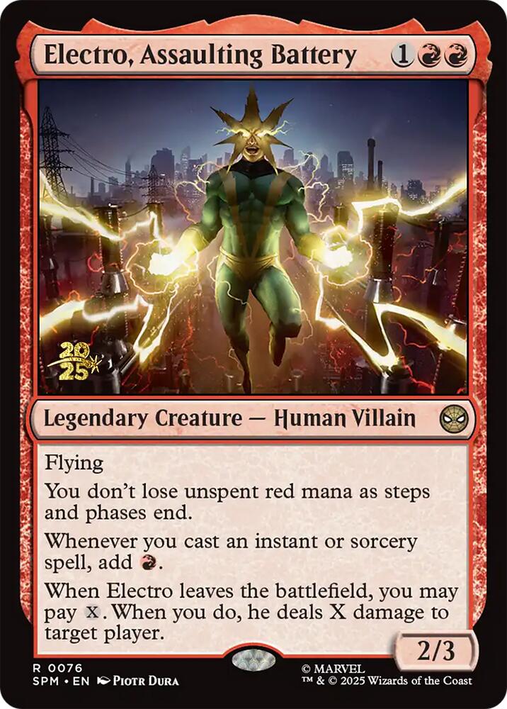 Electro, Assaulting Battery [Marvel's Spider-Man Prerelease Promos] | Chromatic Games