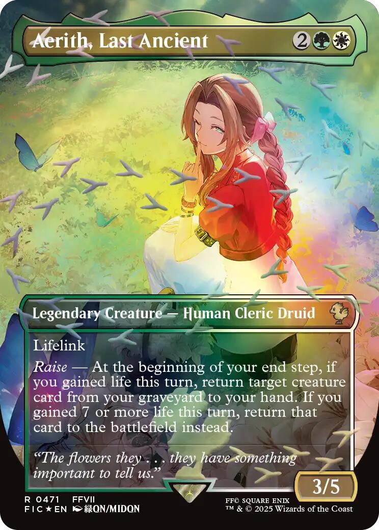 Aerith, Last Ancient (Borderless) (Chocobo Track Foil) [FINAL FANTASY Commander] | Chromatic Games