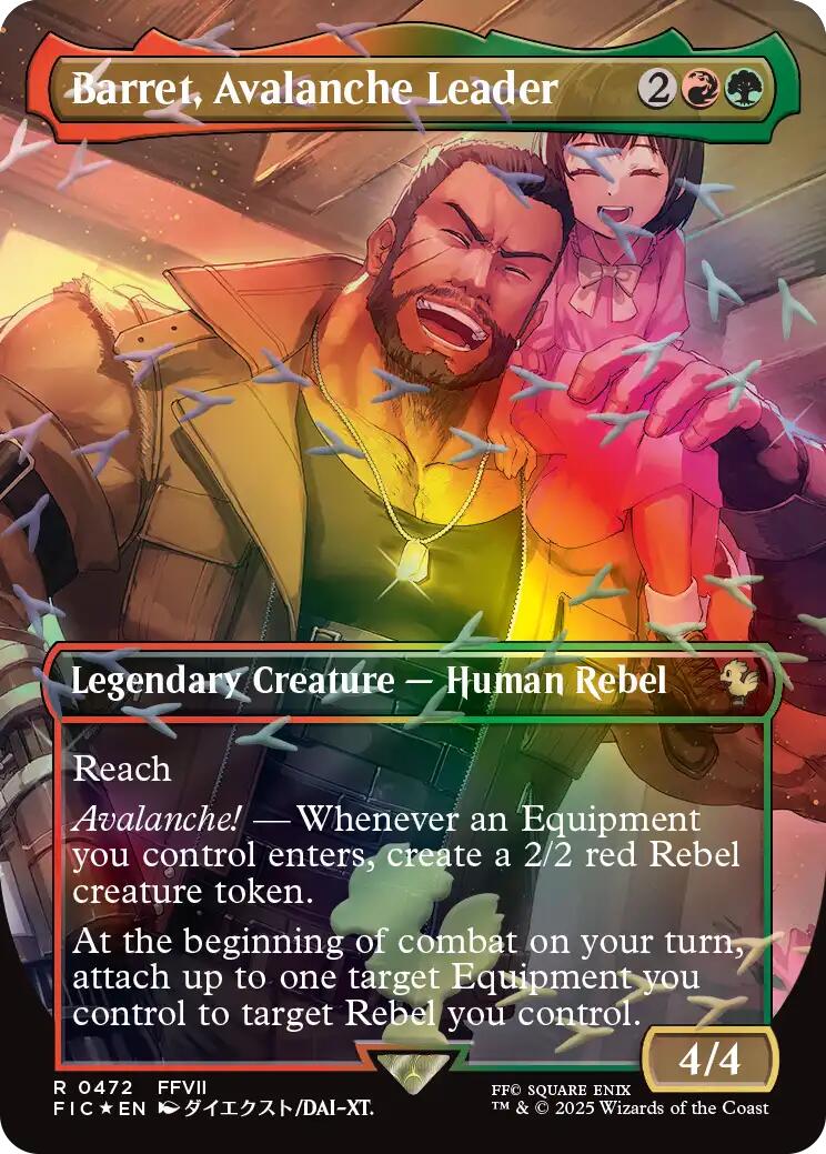 Barret, Avalanche Leader (Borderless) (Chocobo Track Foil) [FINAL FANTASY Commander] | Chromatic Games