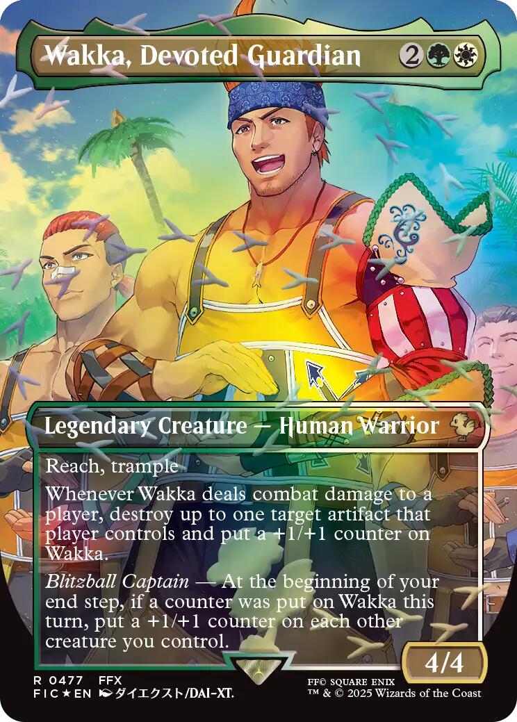 Wakka, Devoted Guardian (Borderless) (Chocobo Track Foil) [FINAL FANTASY Commander] | Chromatic Games