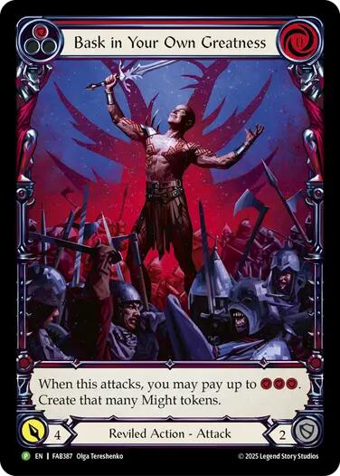 Bask in Your Own Greatness (Red) [FAB387] (Promo)  Rainbow Foil | Chromatic Games