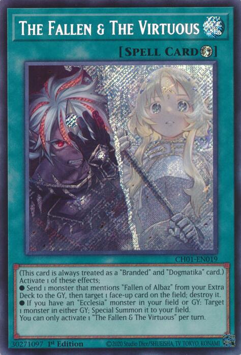 The Fallen & The Virtuous (Secret Rare) [CH01-EN019] Secret Rare | Chromatic Games