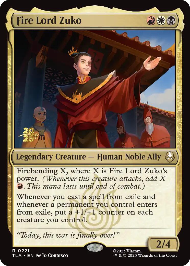 Fire Lord Zuko [Avatar: The Last Airbender Prerelease Cards] | Chromatic Games