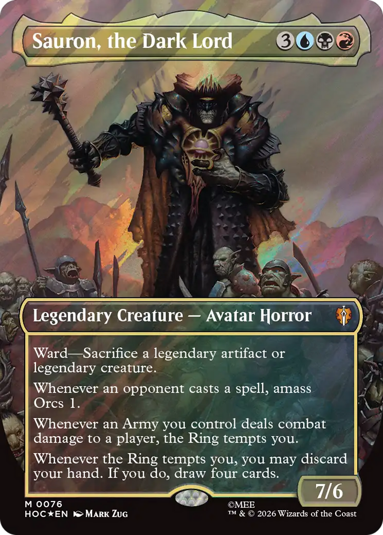 Sauron, the Dark Lord (Borderless) (Surge Foil) [The Hobbit] | Chromatic Games