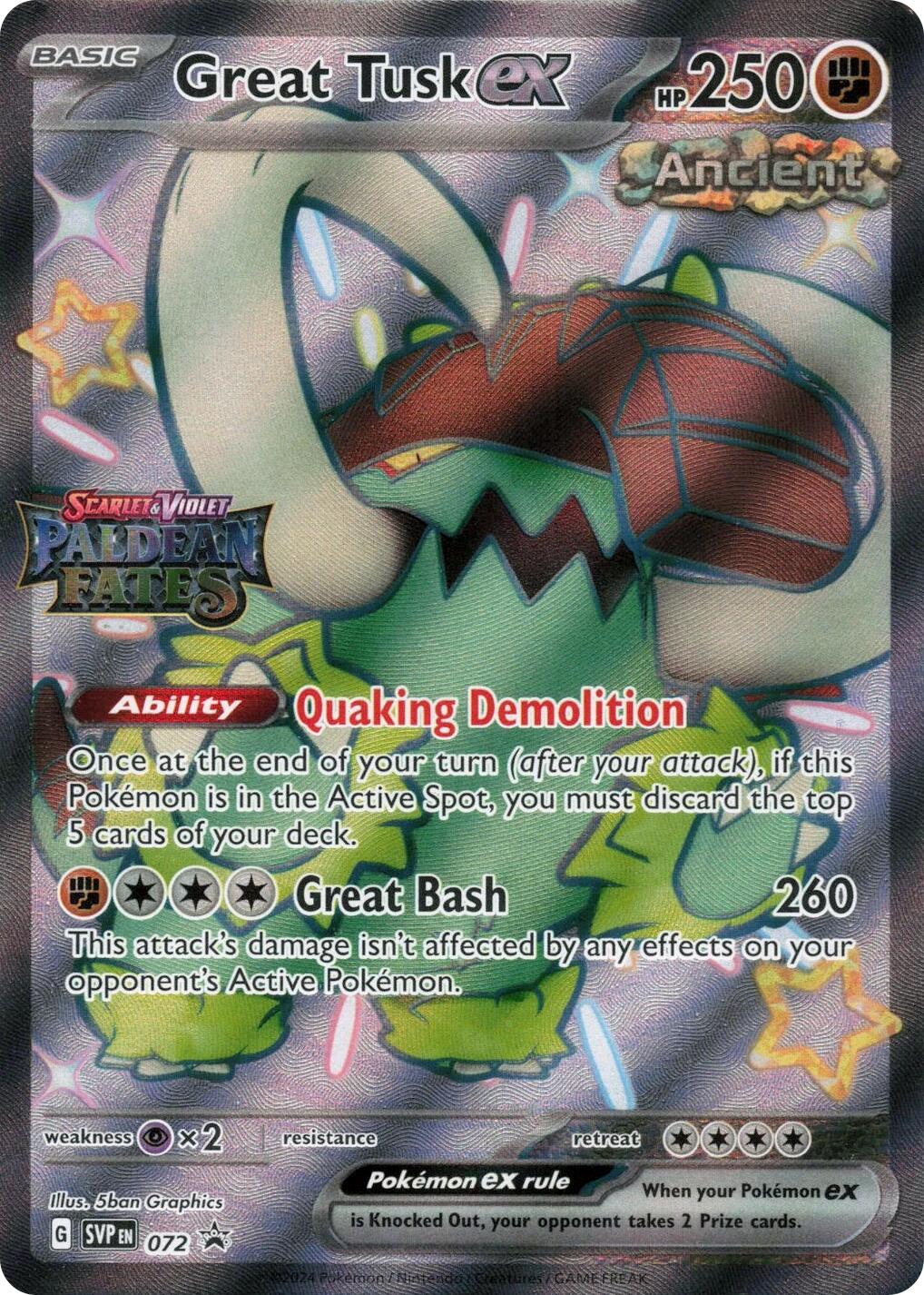 Great Tusk ex (072) (Paldean Fates Stamped) [Scarlet & Violet: Paldean Fates] | Chromatic Games