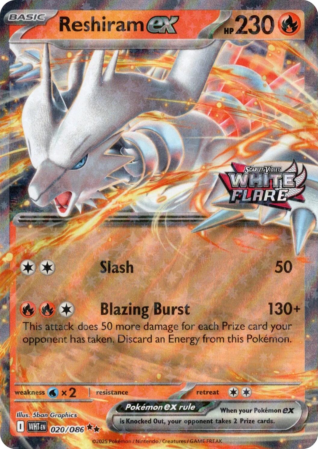 Reshiram ex (020/086) (White Flare Stamped) [Miscellaneous Cards] | Chromatic Games