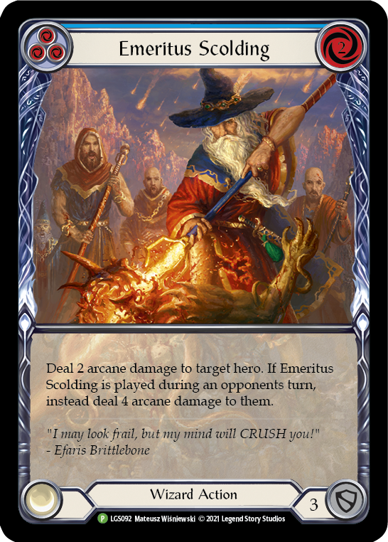 Emeritus Scolding (Blue Extended Art) [LGS092] (Promo)  Rainbow Foil | Chromatic Games