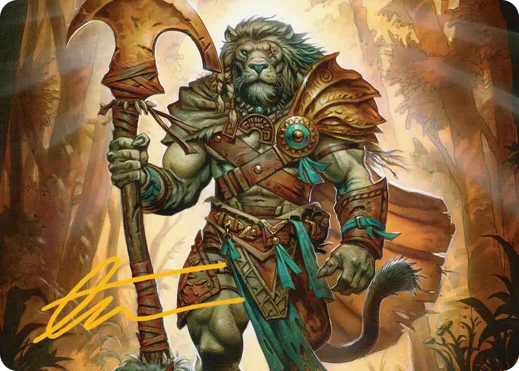 Ajani, Outland Chaperone Art Card (Gold-Stamped Signature) [Lorwyn Eclipsed Art Series] | Chromatic Games