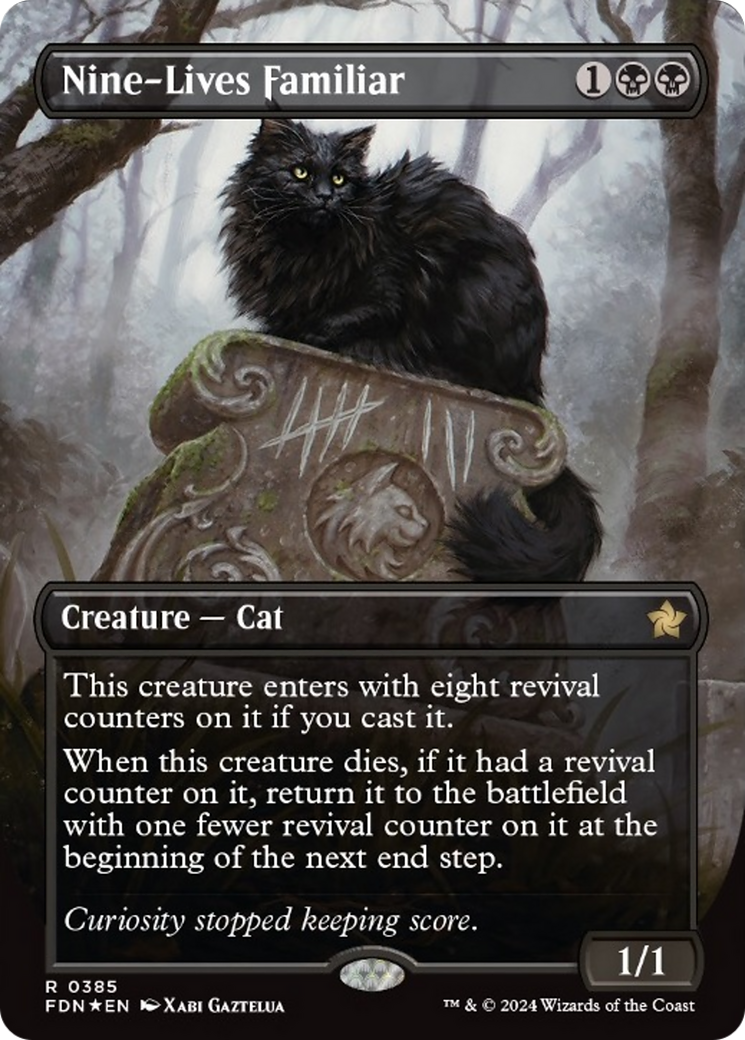 Nine-Lives Familiar (Borderless Mana Foil) [Foundations] | Chromatic Games