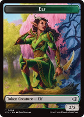 Elf // Treasure Double-Sided Token [Lorwyn Eclipsed Tokens] | Chromatic Games