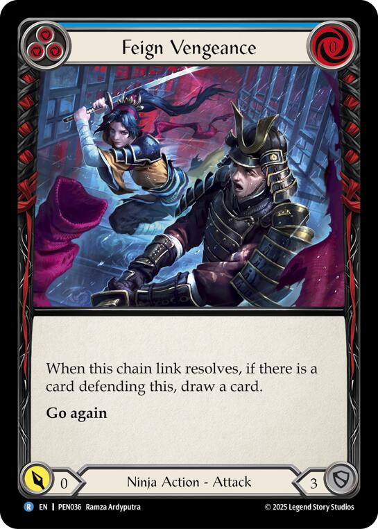 Feign Vengeance (Blue) (Rainbow Foil) [PEN036] (Compendium of Rathe)  Rainbow Foil | Chromatic Games