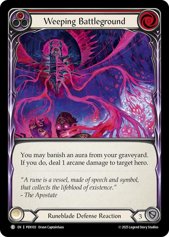 Weeping Battleground (Red) (Rainbow Foil) [PEN103] (Compendium of Rathe)  Rainbow Foil | Chromatic Games