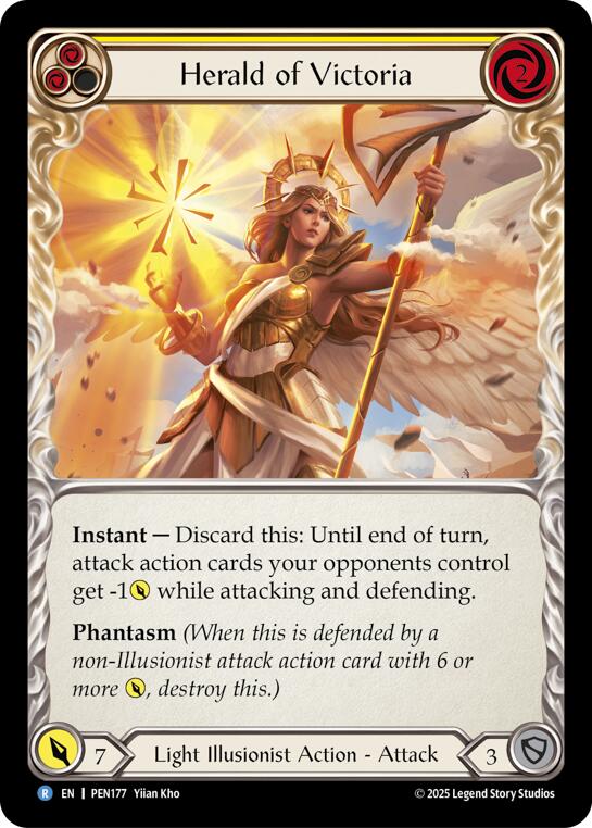 Herald Of Victoria (Yellow) (Rainbow Foil) [PEN177] (Compendium of Rathe)  Rainbow Foil | Chromatic Games