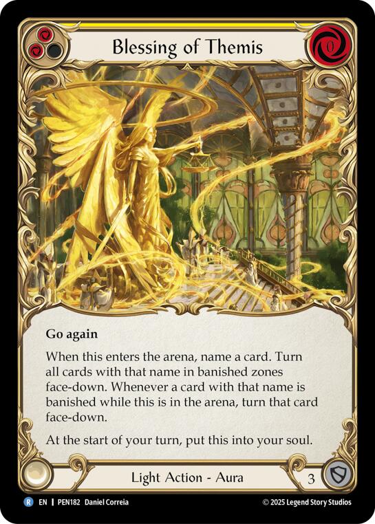 Blessing Of Themis (Yellow) (Rainbow Foil) [PEN182] (Compendium of Rathe)  Rainbow Foil | Chromatic Games