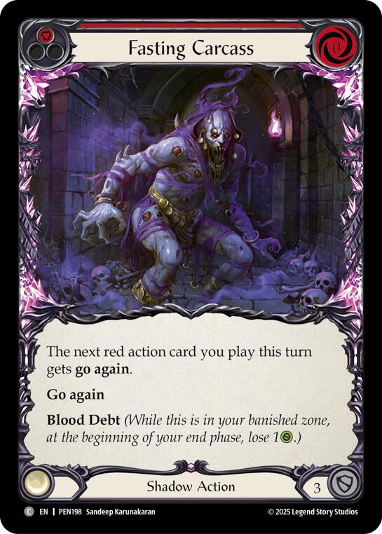Fasting Carcass (Red) (Rainbow Foil) [PEN198] (Compendium of Rathe)  Rainbow Foil | Chromatic Games