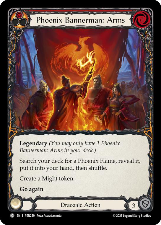 Phoenix Bannerman Arms (Red) (Rainbow Foil) [PEN259] (Compendium of Rathe)  Rainbow Foil | Chromatic Games