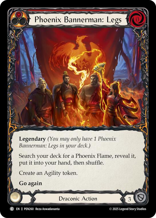 Phoenix Bannerman Legs (Red) (Rainbow Foil) [PEN260] (Compendium of Rathe)  Rainbow Foil | Chromatic Games