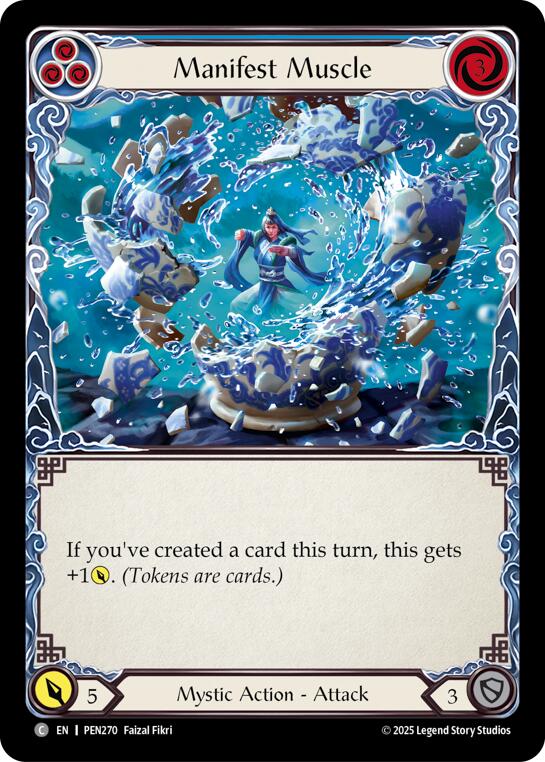 Manifest Muscle (Blue) (Rainbow Foil) [PEN270] (Compendium of Rathe)  Rainbow Foil | Chromatic Games