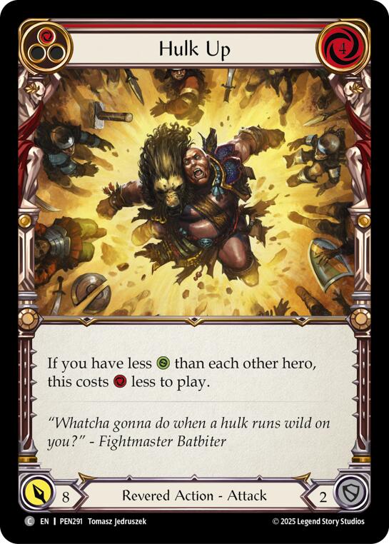 Hulk Up (Red) (Rainbow Foil) [PEN291] (Compendium of Rathe)  Rainbow Foil | Chromatic Games