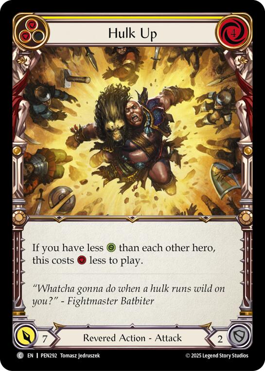 Hulk Up (Yellow) (Rainbow Foil) [PEN292] (Compendium of Rathe)  Rainbow Foil | Chromatic Games