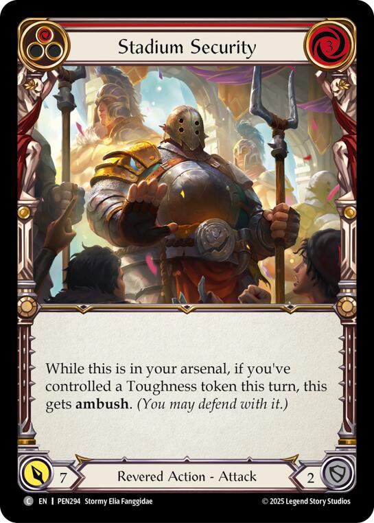 Stadium Security (Red) (Rainbow Foil) [PEN294] (Compendium of Rathe)  Rainbow Foil | Chromatic Games