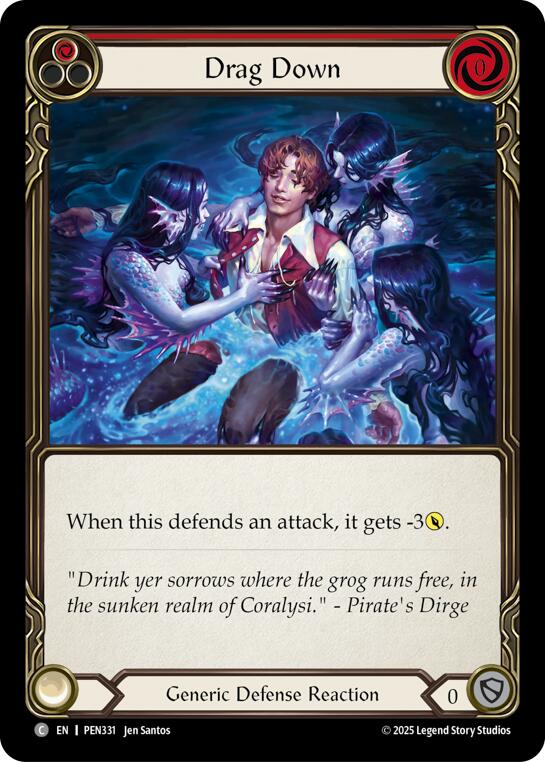 Drag Down (Red) (Rainbow Foil) [PEN331] (Compendium of Rathe)  Rainbow Foil | Chromatic Games