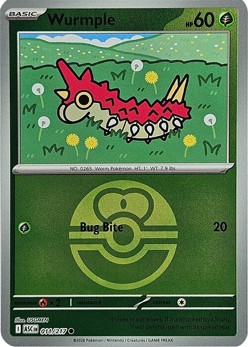 Wurmple (011/217) (Love Ball) [Mega Evolution: Ascended Heroes] | Chromatic Games