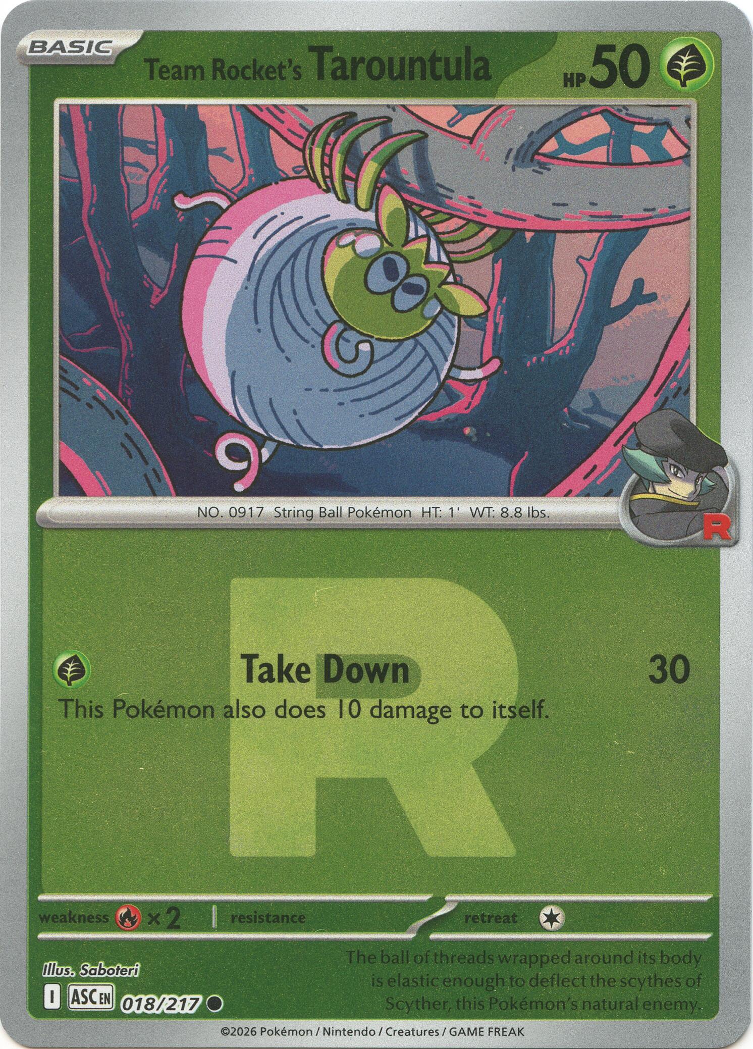 Team Rocket's Tarountula (018/217) (Team Rocket) [Mega Evolution: Ascended Heroes] | Chromatic Games