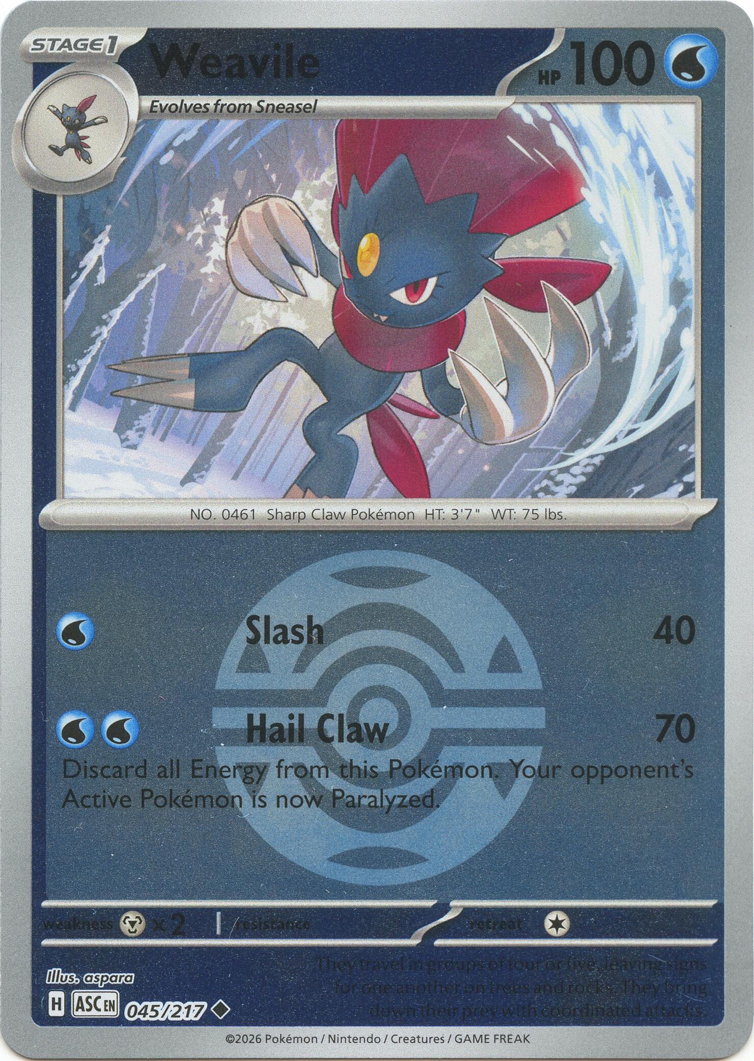 Weavile (045/217) (Dusk Ball) [Mega Evolution: Ascended Heroes] | Chromatic Games