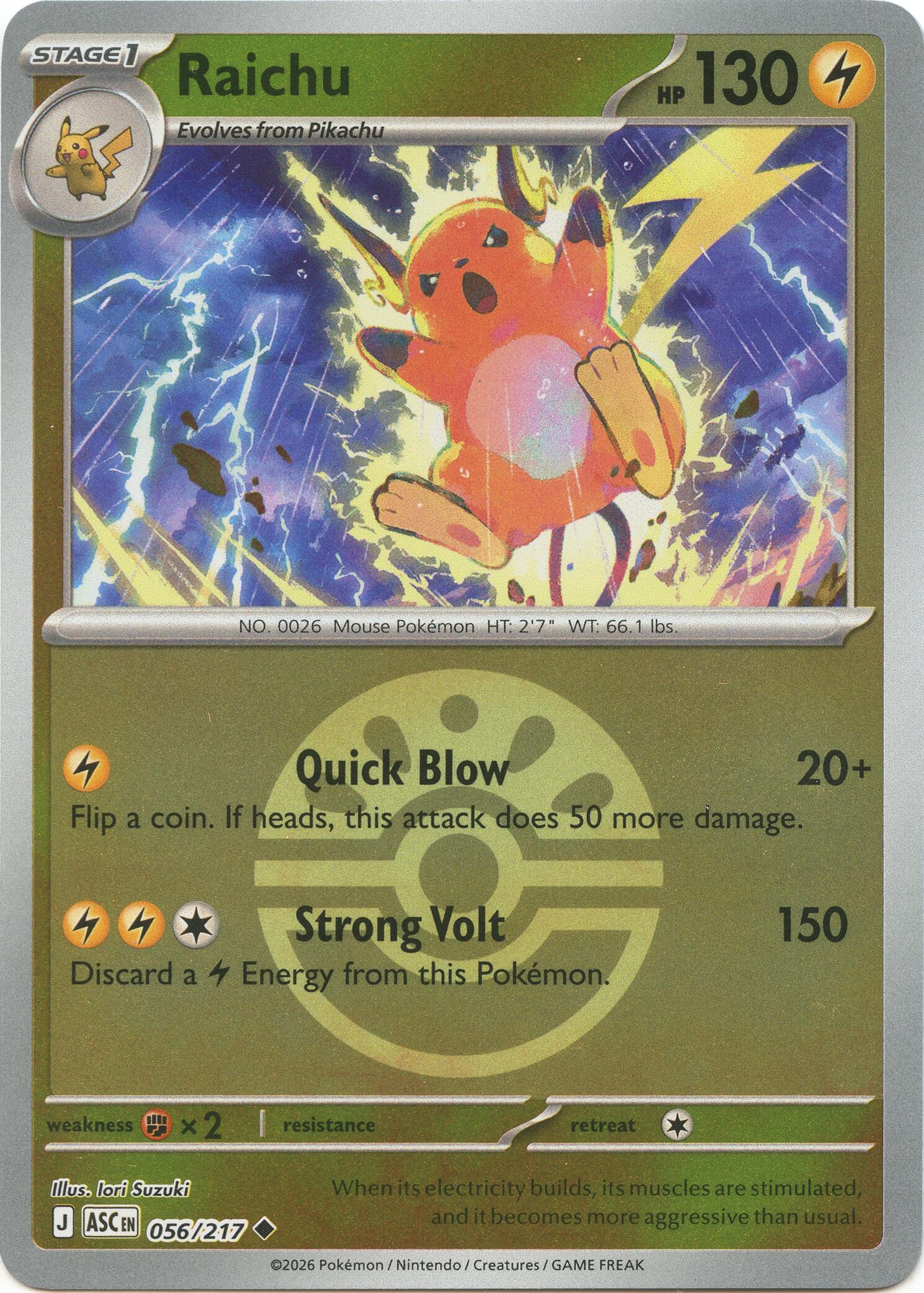 Raichu (056/217) (Friend Ball) [Mega Evolution: Ascended Heroes] | Chromatic Games