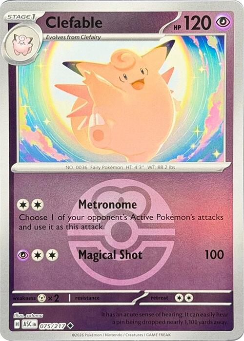 Clefable (075/217) (Love Ball) [Mega Evolution: Ascended Heroes] | Chromatic Games