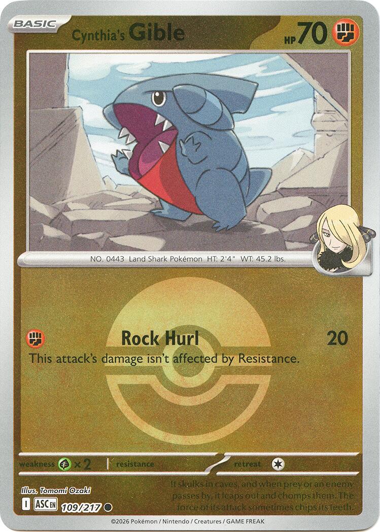 Cynthia's Gible (109/217) (Poke Ball) [Mega Evolution: Ascended Heroes] | Chromatic Games