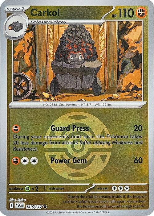 Carkol (119/217) (Dusk Ball) [Mega Evolution: Ascended Heroes] | Chromatic Games