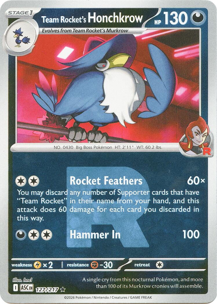 Team Rocket's Honchkrow (127/217) (Team Rocket) [Mega Evolution: Ascended Heroes] | Chromatic Games