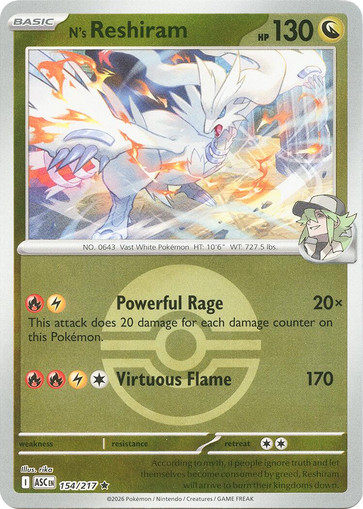 N's Reshiram (154/217) (Poke Ball) [Mega Evolution: Ascended Heroes] | Chromatic Games