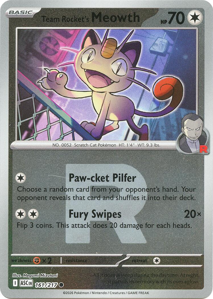 Team Rocket's Meowth (161/217) (Team Rocket) [Mega Evolution: Ascended Heroes] | Chromatic Games
