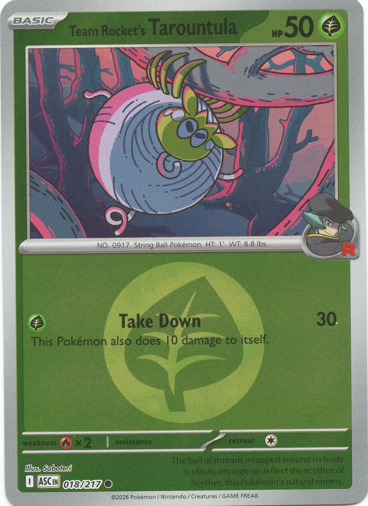 Team Rocket's Tarountula (018/217) (Energy Symbol Pattern) [Mega Evolution: Ascended Heroes] | Chromatic Games