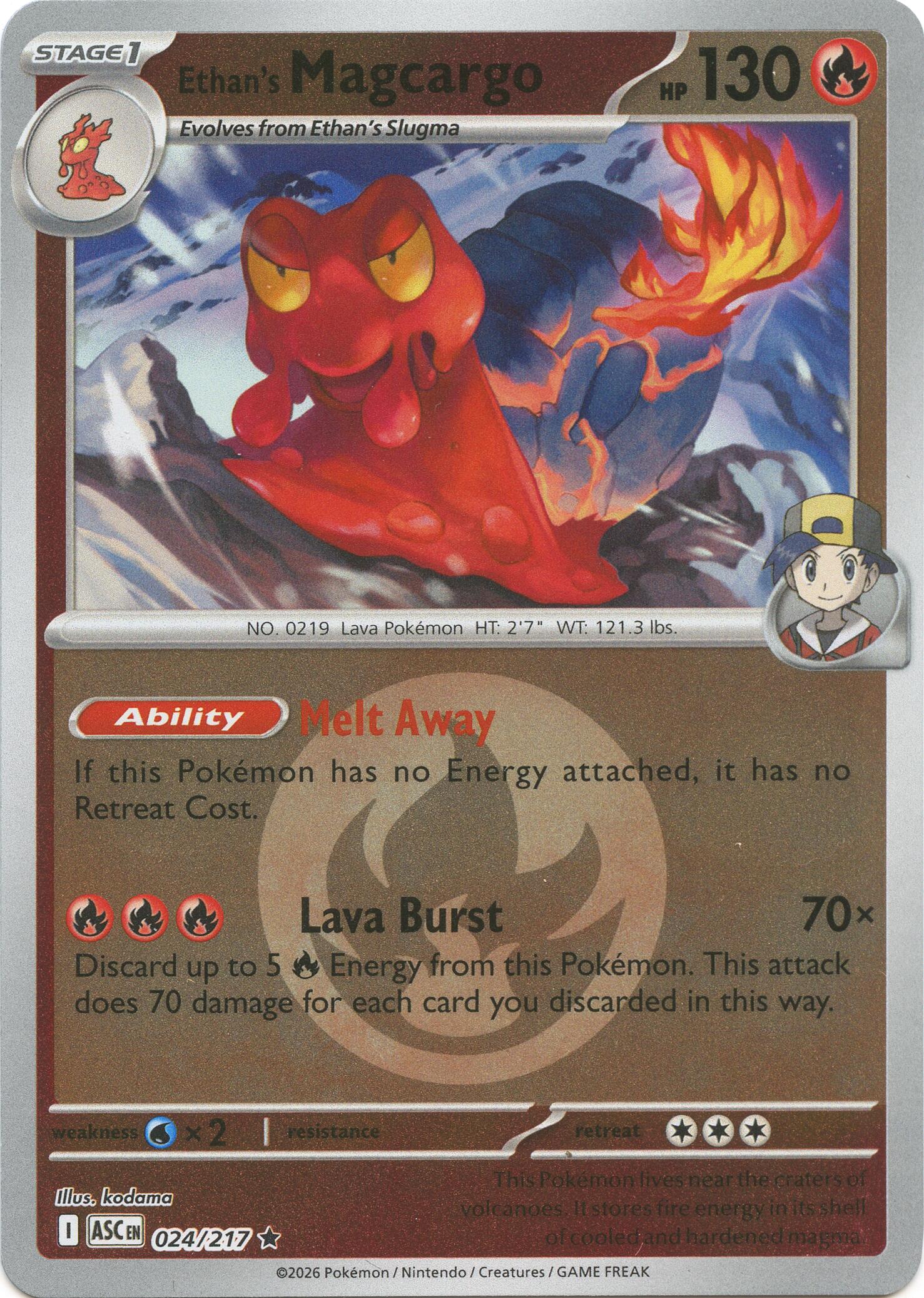 Ethan's Magcargo (024/217) (Energy Symbol Pattern) [Mega Evolution: Ascended Heroes] | Chromatic Games