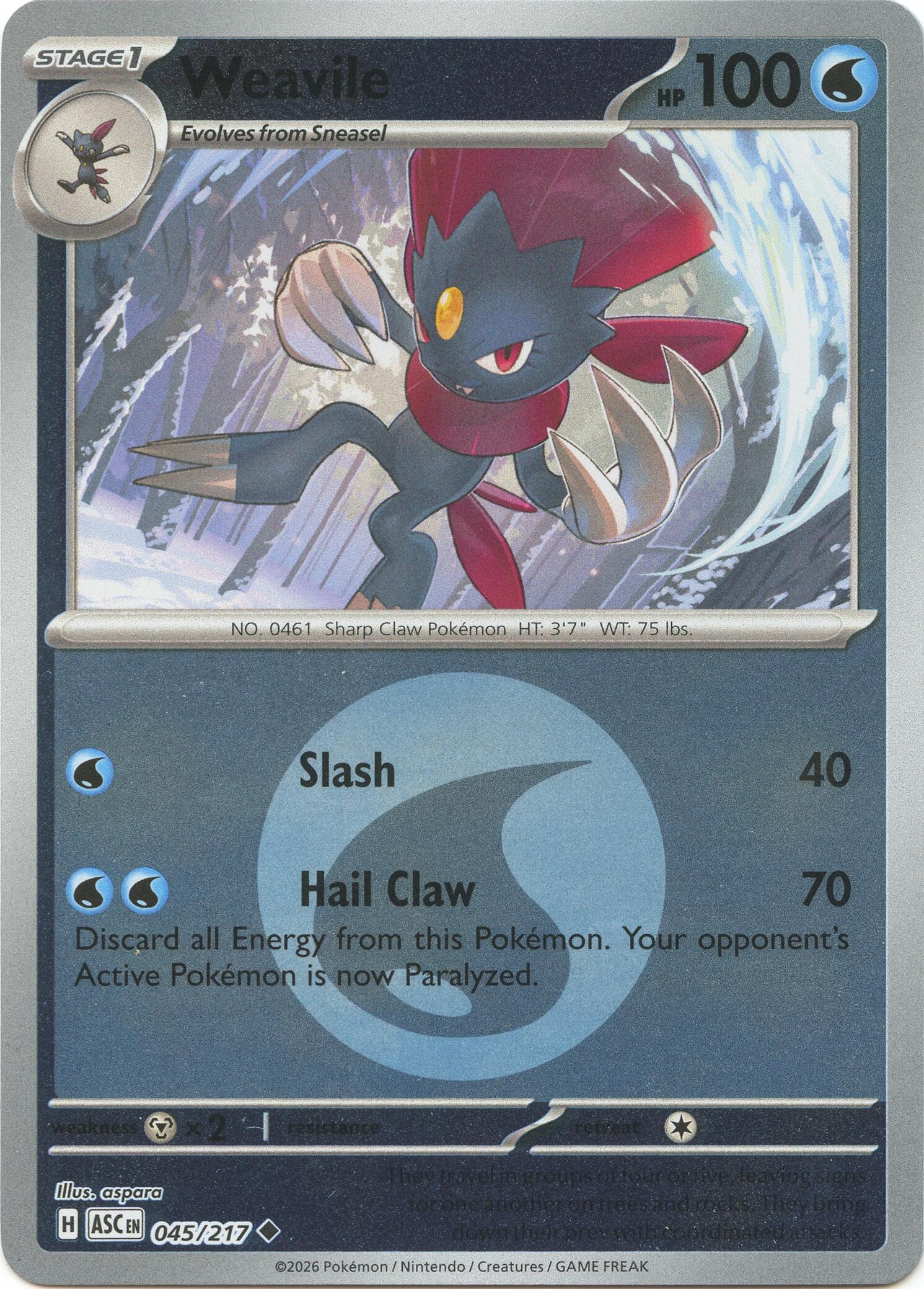 Weavile (045/217) (Energy Symbol Pattern) [Mega Evolution: Ascended Heroes] | Chromatic Games