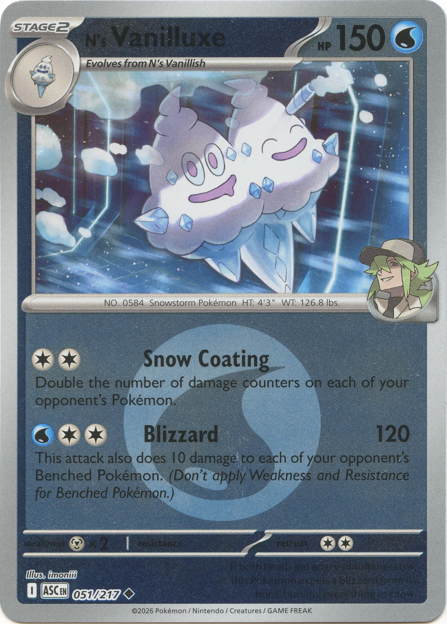 N's Vanilluxe (051/217) (Energy Symbol Pattern) [Mega Evolution: Ascended Heroes] | Chromatic Games