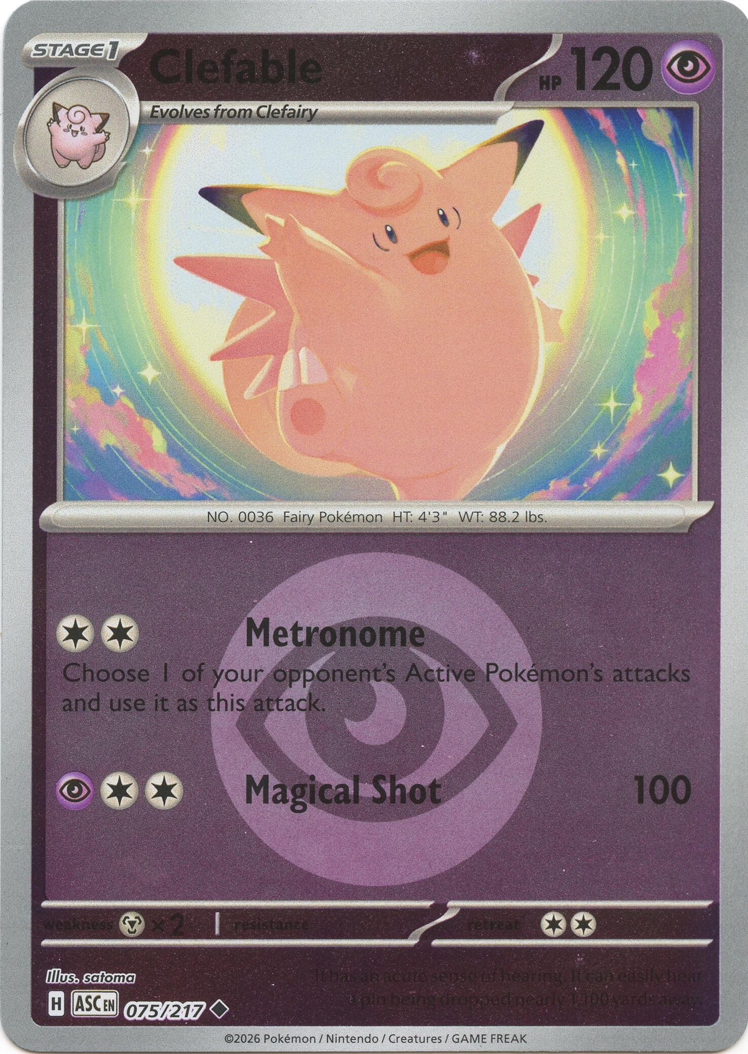 Clefable (075/217) (Energy Symbol Pattern) [Mega Evolution: Ascended Heroes] | Chromatic Games