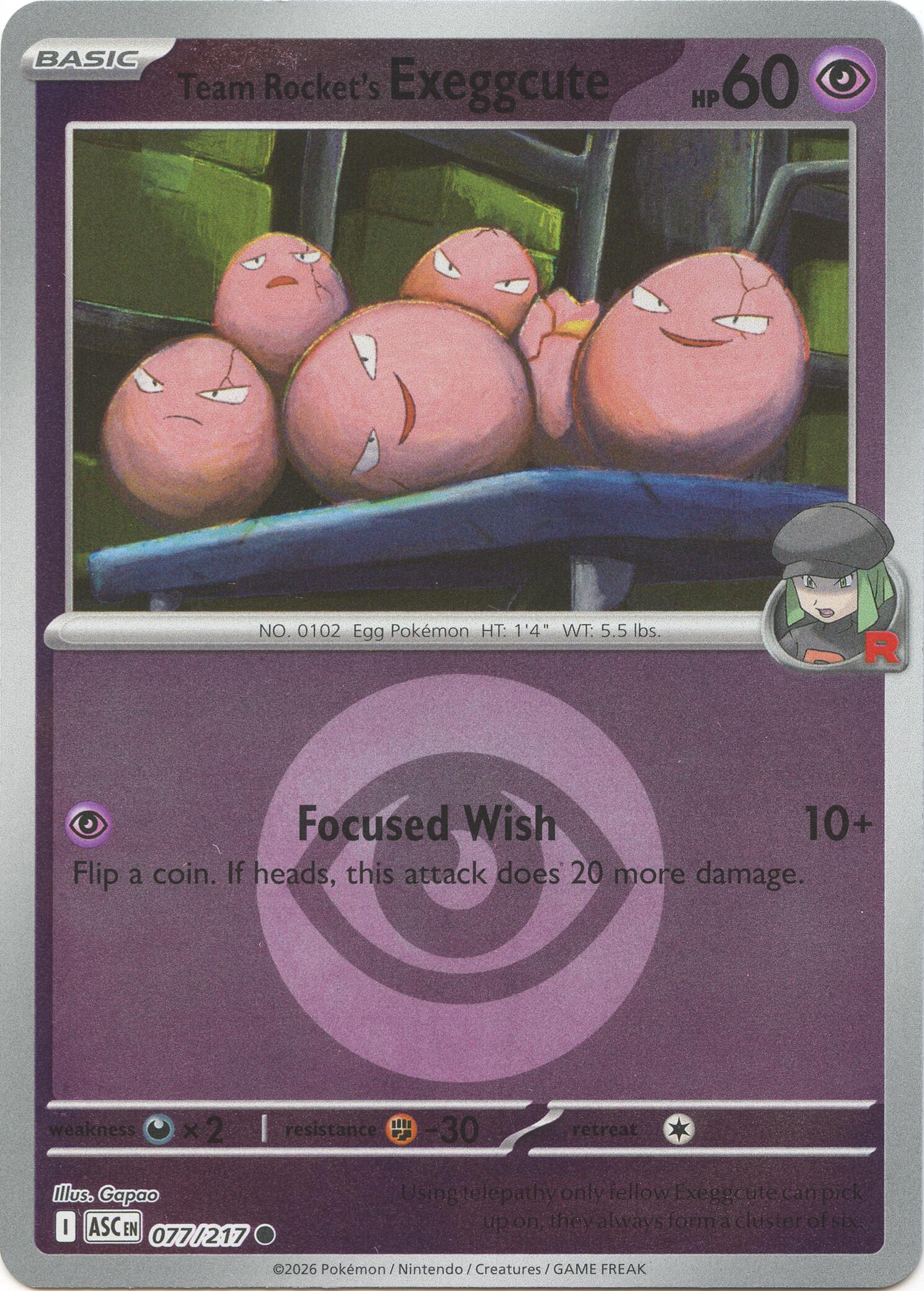 Team Rocket's Exeggcute (077/217) (Energy Symbol Pattern) [Mega Evolution: Ascended Heroes] | Chromatic Games