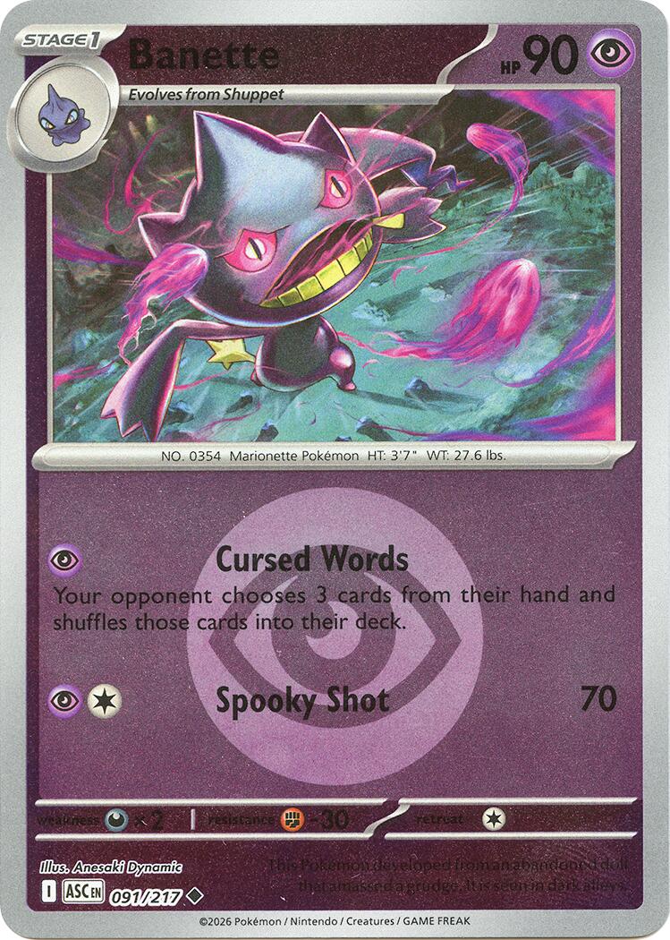 Banette (091/217) (Energy Symbol Pattern) [Mega Evolution: Ascended Heroes] | Chromatic Games