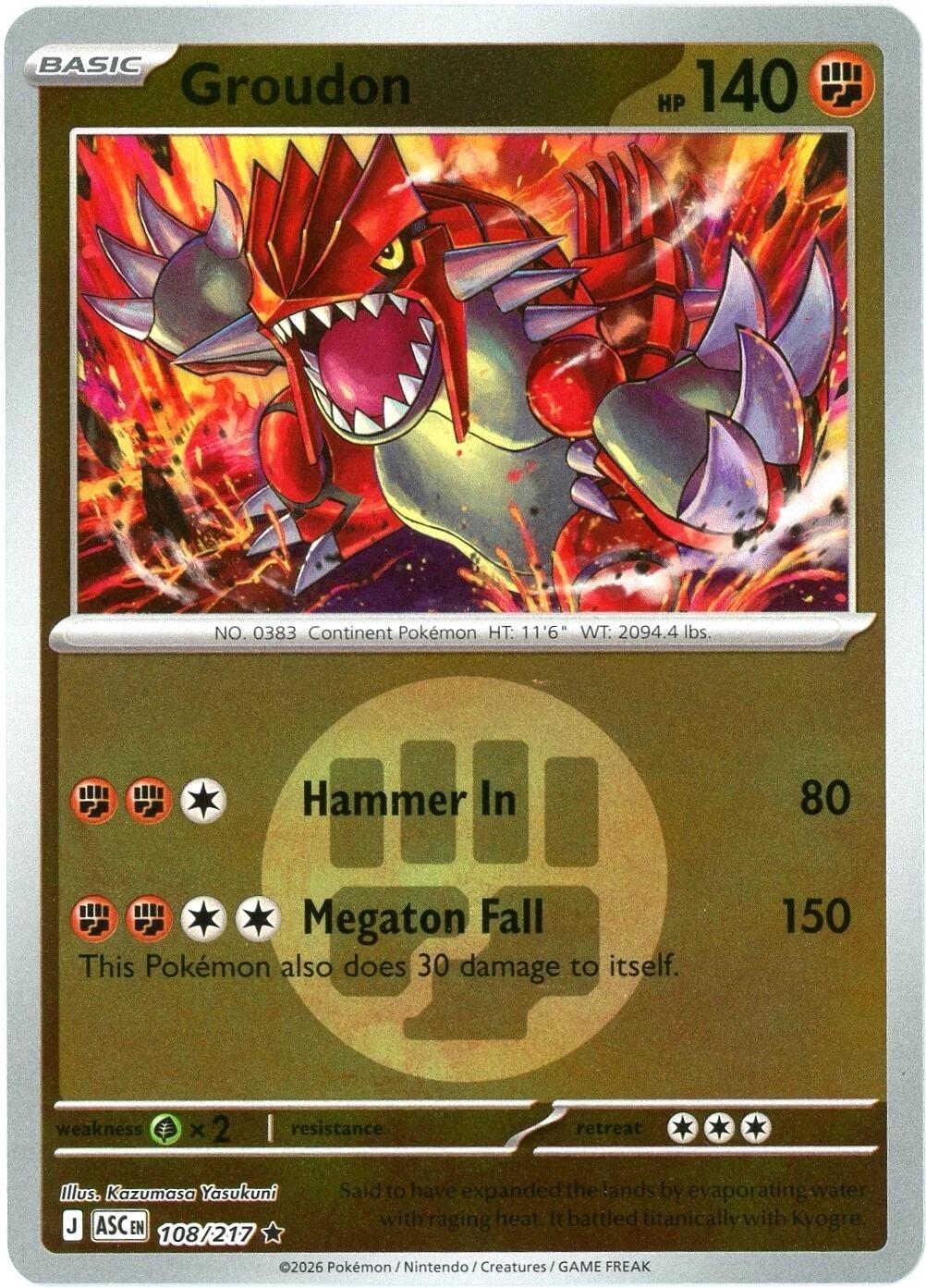 Groudon (108/217) (Energy Symbol Pattern) [Mega Evolution: Ascended Heroes] | Chromatic Games